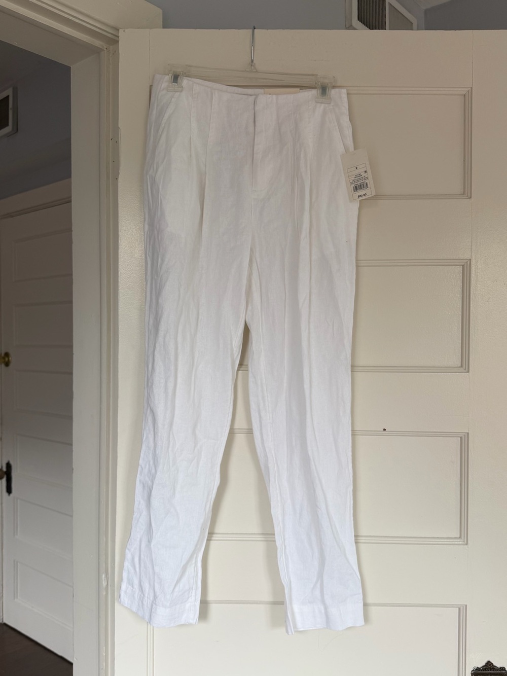 New Tapered White linen Pants